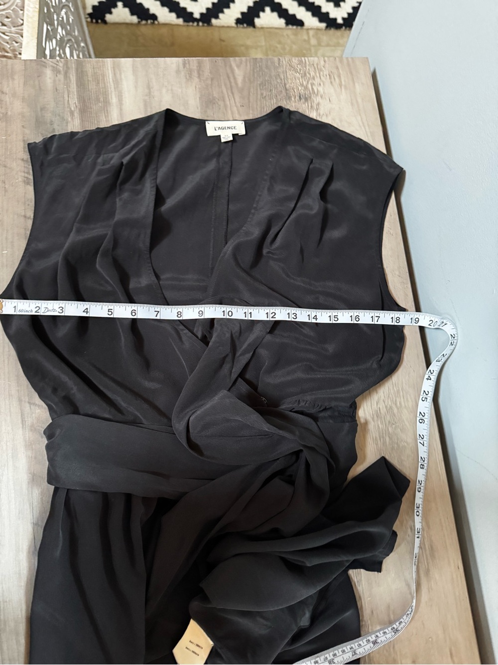 L'AGENCE Black Cap-Sleeve Wrap Mini Dress - Picture 7 of 10